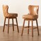 Baxton Studio Gradisca Modern Tan Faux Leather and Walnut Brown Finished Wood 2-PC Swivel Bar Stool Set 184-11402-Zoro - alternate 4
